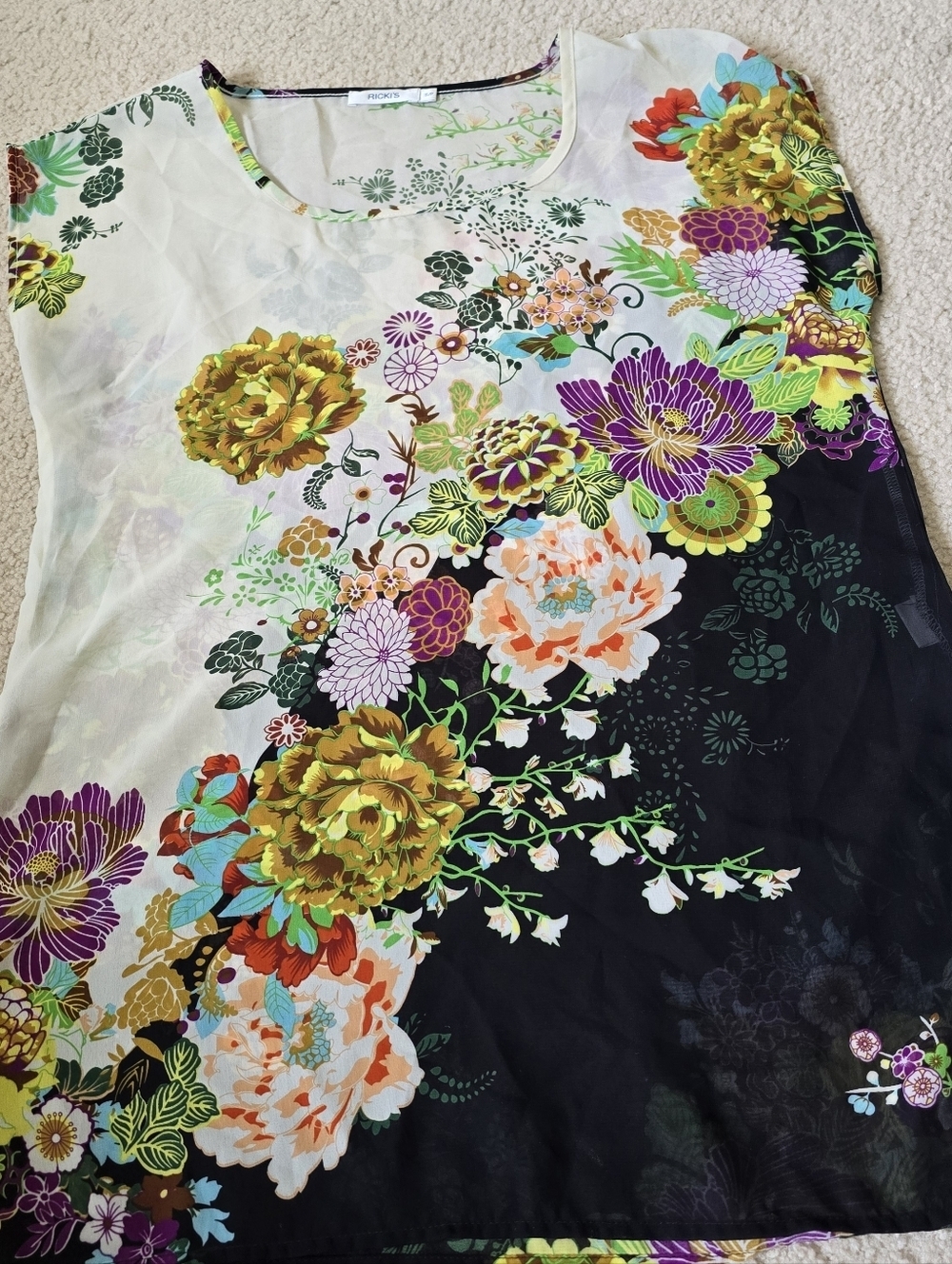 Rickis Oversized Small Boho Floral Blouse Size Small Fits Medium